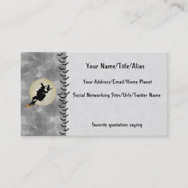 Hexe und Katze Visitenkarte (Vorderseite)