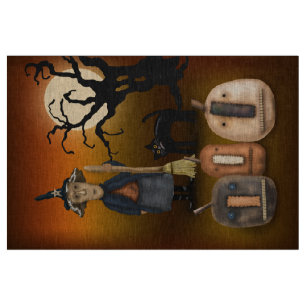Hexe und Kürbisse Prim Halloween Fat Quarter Stoff