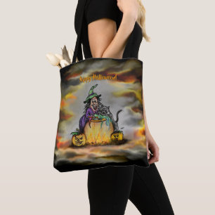 Hexe und schwarze Katze, Happy Halloween!