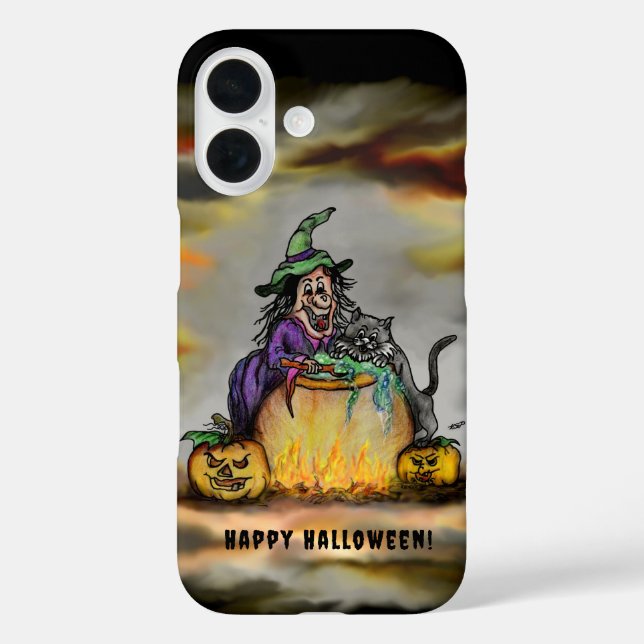 Hexe und schwarze Katze, Happy Halloween! Case-Mate iPhone Hülle (Rückseite)