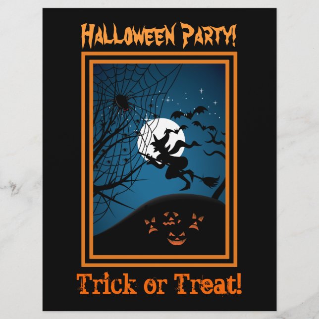 Hexe und Spider auf WebHalloween-Flyern (Vorderseite)