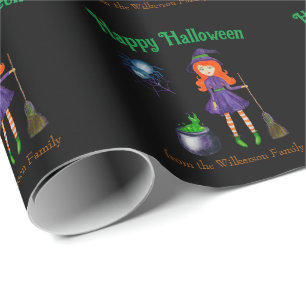 Hexe und Spider Individuelle Name Black Halloween Geschenkpapier