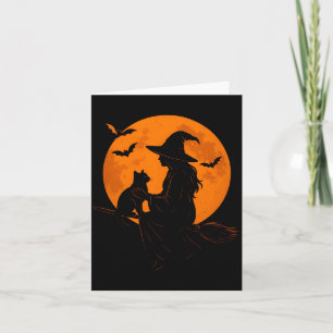 Hexe und süße Katze schwarzes Kätzchen für Hallowe Karte
