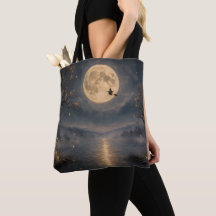 Hexe unter Vollmond-Gothic-Halloween-See