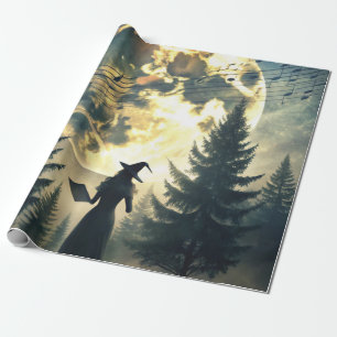 Hexe unter Vollmond verzauberte Nacht Geschenkpapier