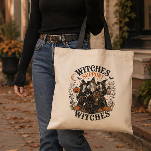 Hexe unterstützt Hexen Vintage Halloween Coven Art Tragetasche