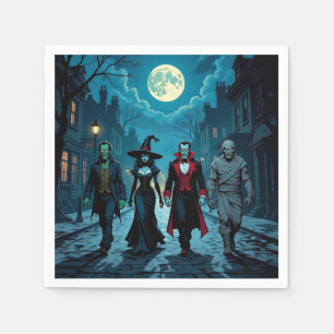 Hexe, Vampire, Dracula und Mummy-Halloween-Party Serviette