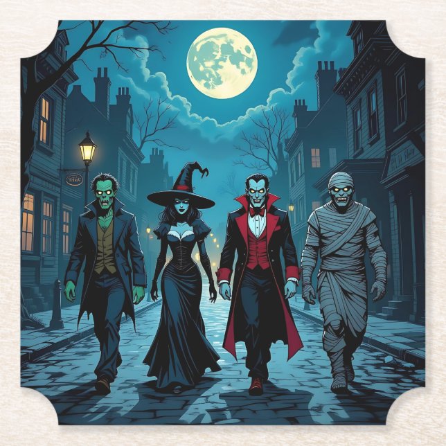 Hexe, Vampire, Dracula und Mummy-Halloween-Party Untersetzer (Vorderseite)