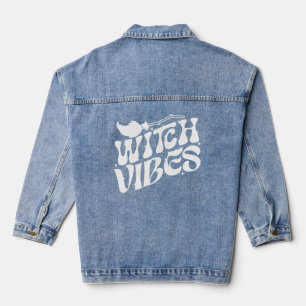Hexe Vibes Halloween Magic Broom Jeansjacke