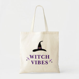 Hexe Vibes Witch Hat Halloween Lila Typografie Tragetasche