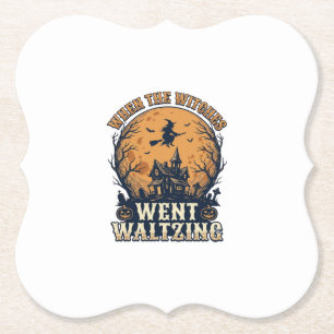 Hexe Waltzend Halloween Vintage Gravur Design_ Untersetzer