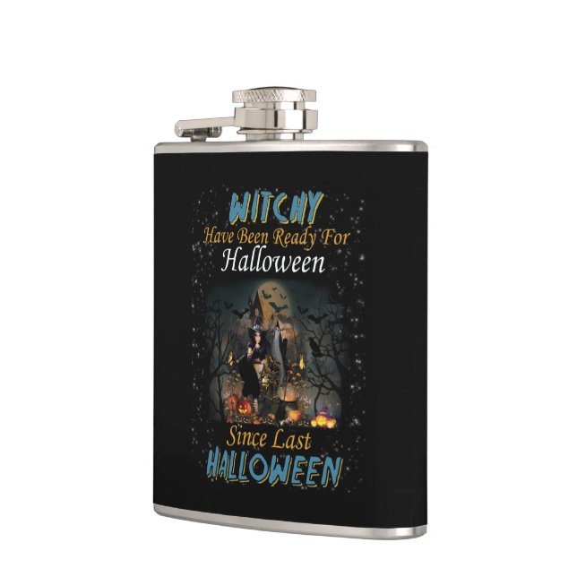 Hexe war zu Halloween fertig Flachmann (Links)