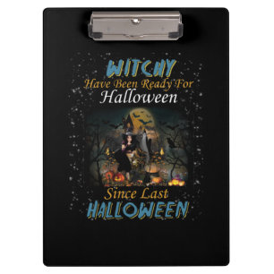 Hexe war zu Halloween fertig Klemmbrett