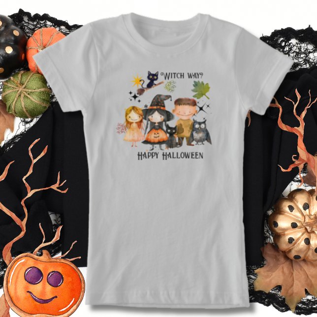Hexe Way Happy Halloween T-Shirt (Witch Way Happy Halloween T-Shirt)