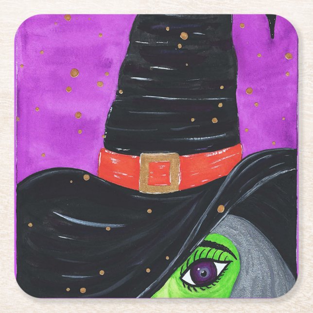 Hexe Weg zu Halloween Rechteckiger Pappuntersetzer (Vorderseite)