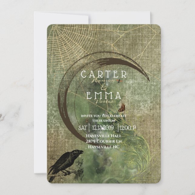 Hexe Wicca Zauber und Webs Einladung Hochzeitsfeie (Vorderseite)