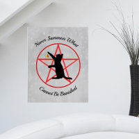 Hexe Wiccan Symbole Schwarze Katze Pentagramm Grau