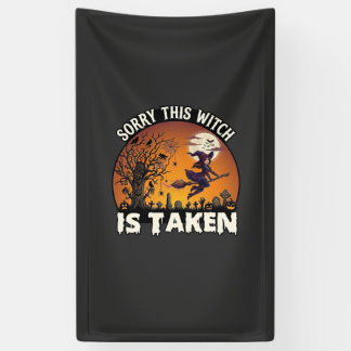 Hexe wird Besen Baum Friedhof Halloween_1 Banner
