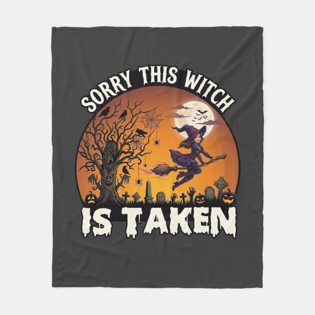 Hexe wird Besen Baum Friedhof Halloween_1 Fleecedecke (Vorderseite)