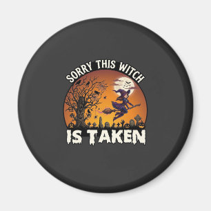 Hexe wird Besen Baum Friedhof Halloween_1 Magnet