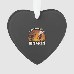 Hexe wird Besen Baum Friedhof Halloween_1 Ornament