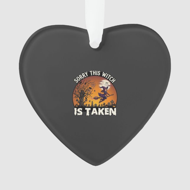Hexe wird Besen Baum Friedhof Halloween_1 Ornament (Vorderseite)