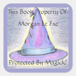 Hexe Wizard Hat Buchzeichen Lavendel Border (LG) Quadratischer Aufkleber