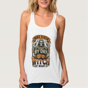 Hexe zur Fahrradreparatur Vintage Halloween-Fahrra Tank Top
