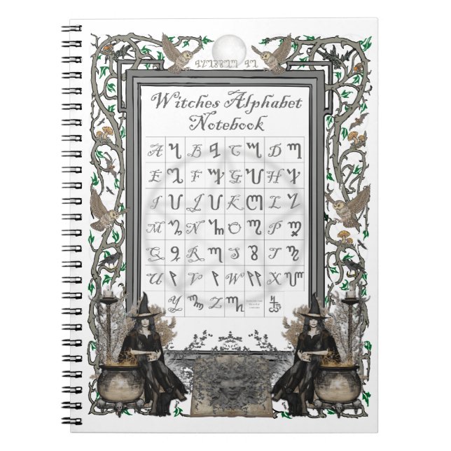 Hexen Alphabet Notebook (weiß) Notizblock (Vorderseite)
