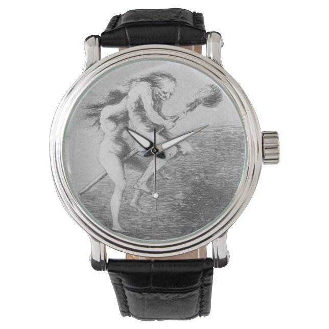 Hexen auf einem Broomstick von Francisco Goya Armbanduhr (Vorderseite)