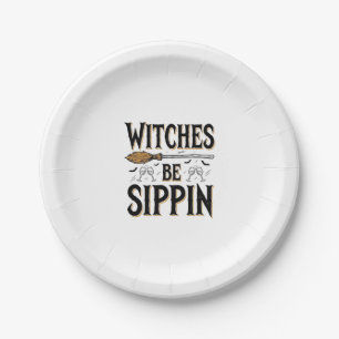 Hexen Be Sippin Vintage Halloween Getränk Shirt_1 Pappteller