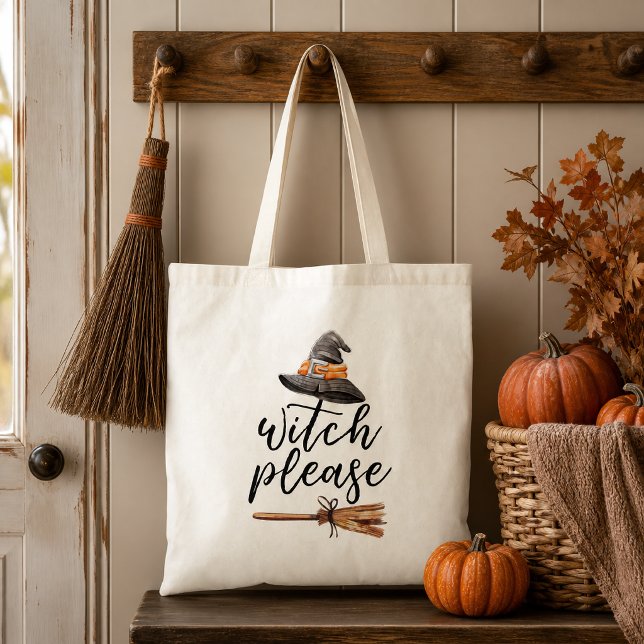 Hexen bitte Halloween Tragetasche (Add a little Halloween attitude to the season with this playful “Witch Please” tote. )
