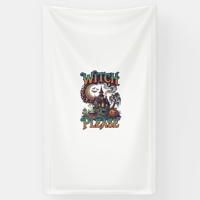 Hexen Bitte Spukhaus Halbmondkessel  Banner (Vertikal)