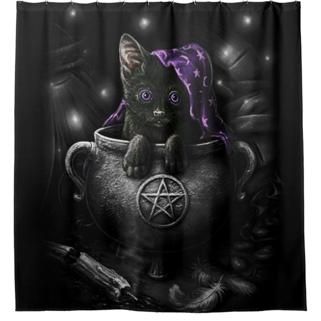 Hexen Black Kitten Duschvorhang (Vorderseite)