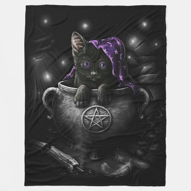 Hexen Black Kitten Fleecedecke (Vorderseite)