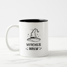 Hexen Brew Black und White Hexenhut Halloween Zweifarbige Tasse