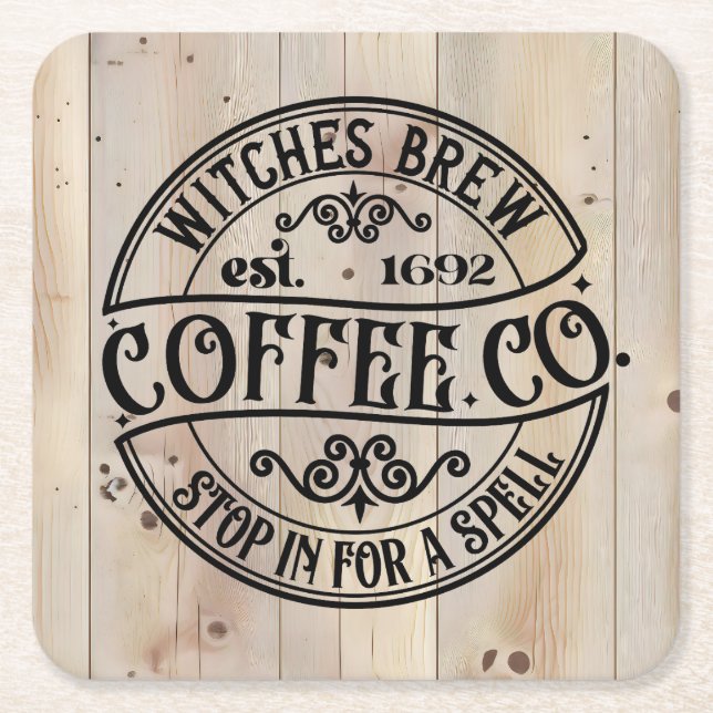 Hexen Brew Coffee Co Rechteckiger Pappuntersetzer (Vorderseite)