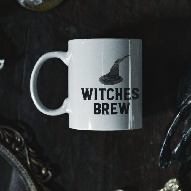Hexen Brew | Frohe Halloween | Hexenhut Zweifarbige Tasse (Von Creator hochgeladen)