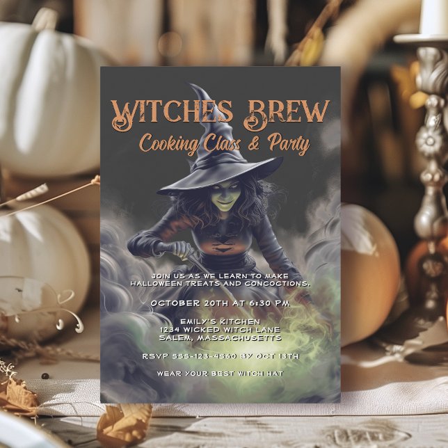 Hexen Brew Halloween Kochklasse und Party Einladung (Available in both printed and instant download digital formats.)