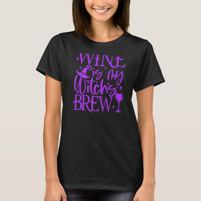 Hexen Brew Halloween Wein T-Shirt (Vorderseite)