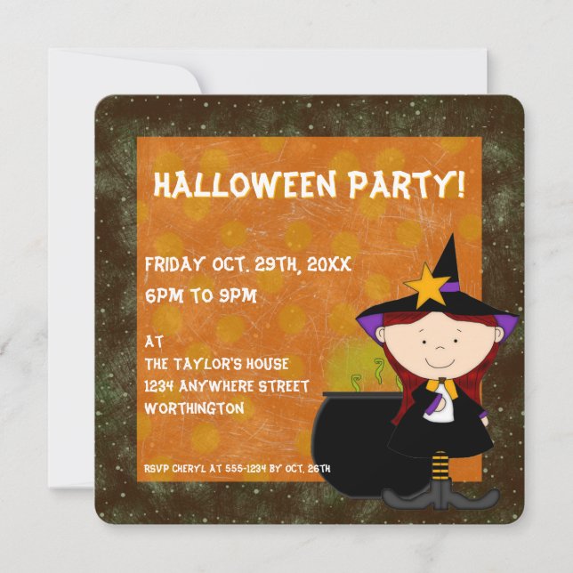 Hexen Brew Kid's Halloween-Party Einladung 5 (Vorderseite)