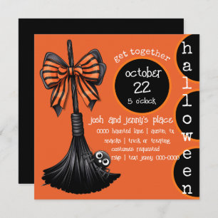 Hexen Broom and Bow mit Peeking Spider Party Einladung