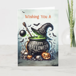 Hexen Caldron Happy Halloween Feiertagskarte