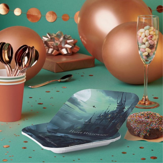 Hexen Castle Halloween Pappteller (Multi)