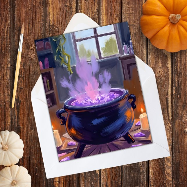 Hexen Cauldron Halloween Spooky Feiertagskarte (Von Creator hochgeladen)