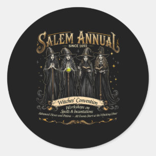 Hexen Convention Halloween Vintag Girls Salem A Runder Aufkleber