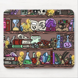 Hexen-Cozys-überfülltes Bücherregal Mousepad