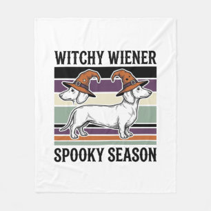 Hexen-Dachshund-Halloween-Vintage-Gravur-Hund S Fleecedecke