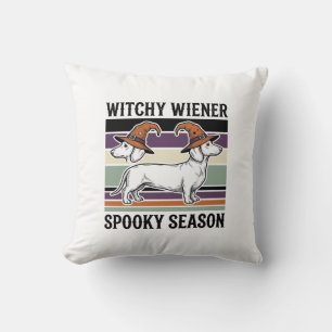 Hexen-Dachshund-Halloween-Vintage-Gravur-Hund S Kissen
