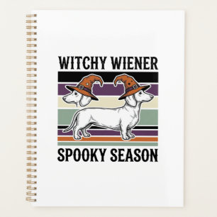 Hexen-Dachshund-Halloween-Vintage-Gravur-Hund S Planer